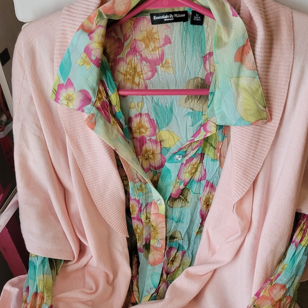 Chico's Pale Pink Short Sleeve Lightweight Ruana Style Sweater ~ OSFM ~ Pretty! - Picture 3 of 13